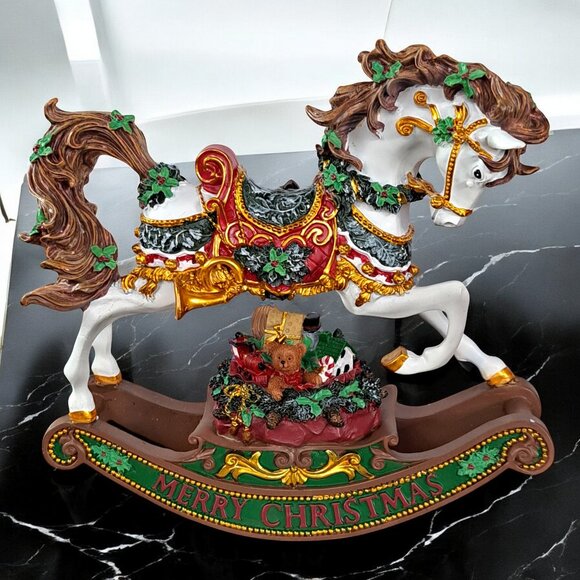 ROCKING HORSE Figurine ,SAN FRANCISCO MUSIC BOX "WE WISH YOU A MERRY CHRISTMAS" - Picture 12 of 16